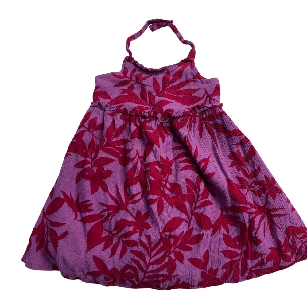 Old Navy Purple Pink Girl 18-24 Month Floral Halter Dress Summer Tropical Resort